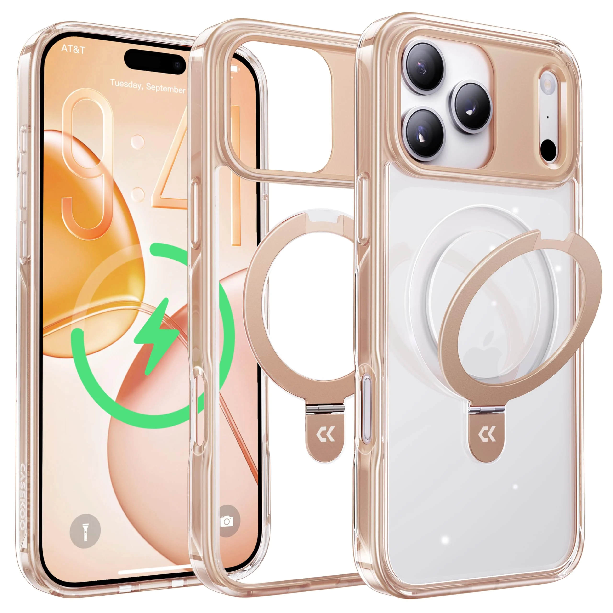 Colorful Crystal Clear Magic Stand Case for iPhone 17 – Style Meets Protection-CASEKOO - Image 4